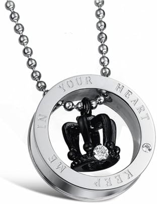 U2U Jewelry Valentines-day Gift for Couples ---316L Stainless Steel Imperial Crown Pendants Necklace With Chains (His Style)