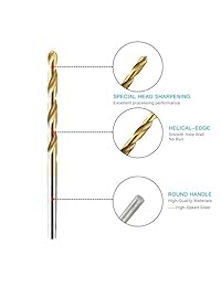 50 piezas Broca Set, Drillpro HSS vástago, con revestimiento de titanio acero de alta velocidad broca, Mini, Micro precisión 1/1,5/2/2,5/9.8 foot, perfecto para madera, plástico, Acero y aleación de aluminio