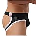 Outtop (TM) Men's Sexy Lycra Mesh Bulge Sexy Low Rise Jock Straps Briefs Thong Shorts Underpants (L, Blue) (S, Black)