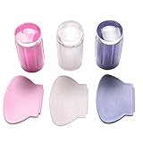 yueton Pack of 3 Clear Jelly Soft Silicone Nail Art Stamper and Plastic Scraper Stamping Plate Image Transfer Tool Set DIY Polish Print Template Manicure Tools