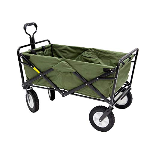 Mac Sports Collapsible Folding Outdoor Utility Wagon, Green (Renewed)