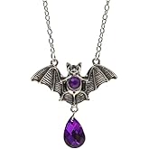 MIFYNN Gothic Vampire Bat Necklace Halloween Crystal Bat Pendant Necklace Vintage Punk Rock Bat Necklace Mystic Witch Jewelry Gift for Women
