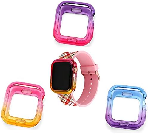 Doweiss Compatible for Apple Watch Series 5 and Series 4 Case (3 Pack), Colorful Soft TPU Bumper Protective Cover Shock Proof Shatter Resistant Lightweight Thin Frame Compatible iWatch Seres 5 and 4