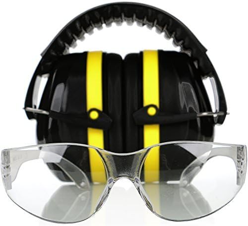 Tradesmart Shooting Earmuffs and Anti Fog, Scratch Resistant Safety Glasses Combo Pack/Kit