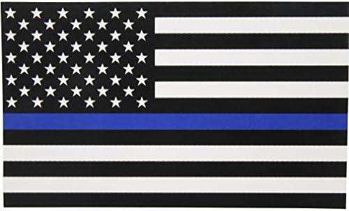 Thin Blue Line Flag Decal - X-Large 6x3.6 in. Black White and Blue American Flag Sticker for Cars and Trucks - In Support of Police and Law Enforcement Officers (XL)