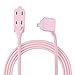 Globe Electric Designer Series 9-ft Fabric Extension Cord, 3 Polarized Outlets, Right Angle Plug, 125 Volts, Pink, 22839