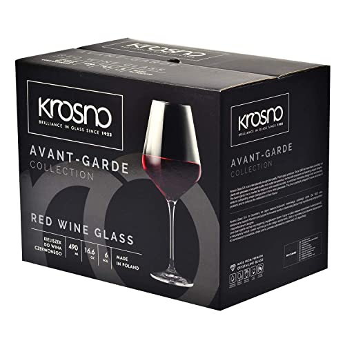 KROSNO Red Wine Glasses Set of 6 16.6 oz AvantGarde Collection