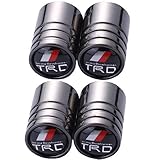TK-KLZ 4Pcs Chrome TRD Logo Car Bike Scooter SUV Truck Tires Valve Stem Caps for Toyota Racing Development Modified Models Accessory