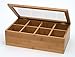 Lipper International Bamboo Wood Tea Box with Clear Lid, 8 Compartments, 12-1/2