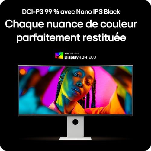 UltraWide™ 40U990A-W.AEU Ecran PC Ultra Large 40" - Dalle IPS résolution WUHD (5120x2160), 5ms GtG 120Hz, DisplayHDR™600, DCI-P3 99% (CIE1976), FreeSync Premium