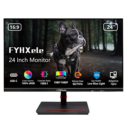 FYHXele FY24C Computer Monitor 24 Inch 75Hz USB