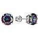 14k White Gold 6mm Rainbow Mystic Round Cubic Zirconia Basket Children Screwback Baby Girls Earrings
