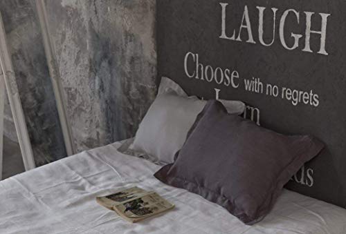 Oxford Linen Pillow Sham - King Pillow Case with Flanges - Stone Grey - 20'' x 36''