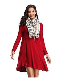 JollieLovin - Vestido de manga larga para mujer, con bolsillos sueltos, dobladillo asimétrico