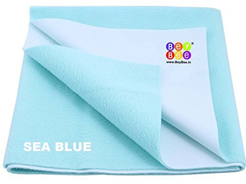 Bey Bee Premium Hypoallergenic Quick Dry Waterproof Reusable Mat/ Underpad/ Absorbent Sheets/ Mattress Protector/ Crib Sheets (Size: 70cm x 50cm) / (28"x19") (Small 28"x19", Sea Blue)