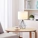 SOTTAE Black Hollowed Out Base Modern Livingroom Bedroom Bedside Table Lamp, Desk Lamp with White Fabric Shade