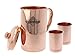 RawyalCrafts 100% Pure copper Handcrafted Pitcher/Jug 50 Oz/1.5 Liters for Ayurveda Health Benefit with Set of 2 Copper Water Glasses