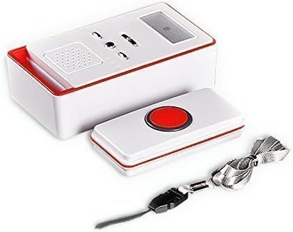 MFC ONLINE 590 Ft. Range Wireless Remote Call Button Caregiver Personal Pager Alarm Massage Therapists Beeper Nurse Call Alert (1*remote receiver+1*red call button)