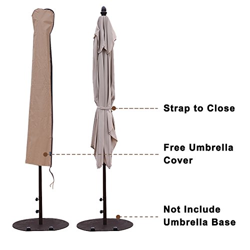 SORARA Patio Umbrella Rectangular Outdoor Market Table Umbrella with Push Button Tilt&Crank&Umbrella Cover, 6.5' x 10', Antique Beige