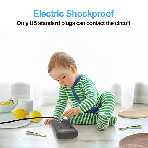ESHLDTY USB Outdoor Power Strip, 6 FT Extension Cord, Waterproof Surge Protector with 6 Outlets