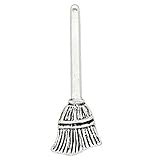 Housweety 50PCs Charm Pendants Besom/Broom Silver Tone 27x10mm