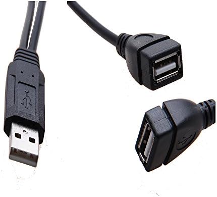 TSK USB 2.0 A Male Plug to 2 Dual USB A Female Y Splitter Hub Adapter Cable