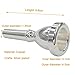 Standard Tuba Mouthpiece Bass Horn with Box and Microfiber Cleaning Cloth, Silver Plated