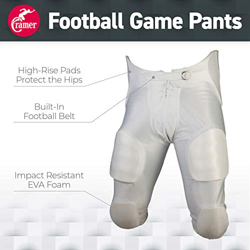 Cramer Football Game Pants, 7 Pads with Hip, Tailbone, Thigh, and Knee
