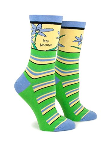Anne Taintor Women's Colorful Patterned Cotton Crew Socks - Late Bloomer