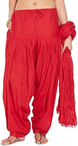 Charu Boutique Womens Cotton Patiyala Salwar Pants and Dupatta Set