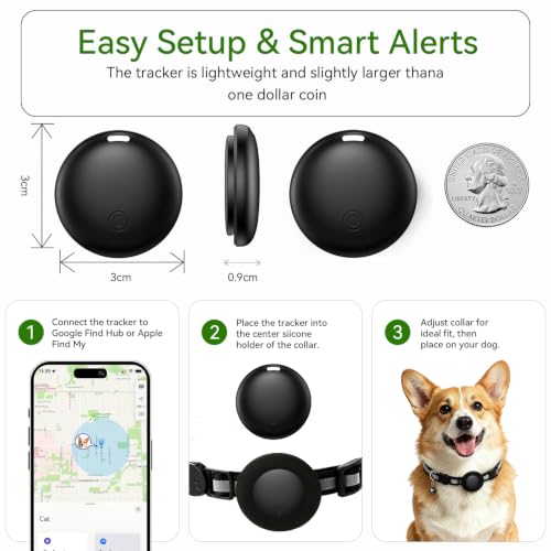 Traceur GPS pour Chat et Chien, Collier GPS Chat Chien sans Abonnement, Collier Localisateur Chien Traceur Compatible iOS et Android avec IP67 Étanche, Pour Chiens et Chats et Autres (noir)