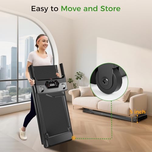 Aiteid Treadmill with 9% Incline, 2.5HP Walking Pad Treadmill, 4 in 1 Portable Under Desk Treadmills for Home Small Place, Home Foldable with Remote Control, 350LBS Capacity, Installation-Free