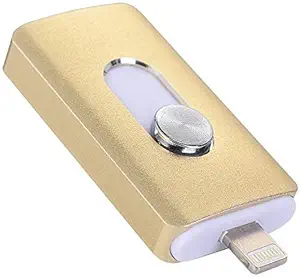 USB Flash Drive for iPhone 128GB, iPhone Memory Stick, iPhone Photo Stick External Storage for iPhone/PC/iPad/Android and More Devices with USB Port-Gold