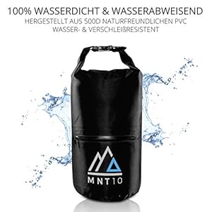 MNT10 Dry Bag Packsack wasserdicht mit Tragegurt I Dry Bags Waterproof in 10l oder 20l I Wasserfeste Tasche fรผr Reisen, Outdoor und Camping I Seesack robust und widerstandsfรคhig (Schwarz, 10 L) 4 Schnorchelmasken 41mI9t3NsGL. SS300 ๐ ๐ ๐ก๐ง๐ญ๐ฌ - ๐๐ซ๐ฃ๐๐ข๐ฅ๐ ๐ง๐๐ ๐จ๐ก๐๐ก๐ข๐ช๐ก Die Freiheit ruft! Wir bei MNT10 wollen, dass Du als allerstes deine Kopf frei hast. Deswegen haben wir fรผr jeden Deiner Plรคne das passende Produkt, und klar: hohe Qualitรคt, fairer Preis! Unsere wasserfeste Dry Bag mit Tragegurt und stabilen Karabinerhaken lรคsst Dich garantiert nicht im Stich.
๐ ๐๐๐๐ก ๐ฉ๐๐๐๐ฆ๐๐๐ง๐๐๐๐ฅ ๐๐๐๐๐๐๐ง๐๐ฅ. Egal ob auf der nรคchsten Rucksack-Tour, im Skiurlaub, beim Boot oder Kajak fahren, zum Schwimmen oder im Alltag. Unser wasserfester Packsack hรคlt Nรคsse von Kleidung, Schuhen oder Wertsachen fern und schรผtzt, was Dir lieb ist! Wichtig an dieser Stelle: der Dry-Bag darf nicht lange unter Wasser getaucht werden!
โ
๐ฆ๐ง๐๐๐๐๐๐ฆ ๐ ๐๐ง๐๐ฅ๐๐๐ & ๐ฃ๐๐๐ง๐ญ ๐ข๐๐ก๐ ๐๐ก๐๐. Unsere wasserdichte Tasche bietet mit 10 oder 20 L jede Menge Stauraum. Das Material ist zu 100% wasserfest, zusรคtzlich hat der Dry Bag versiegelte Nรคhte. So ist der Inhalt gut geschรผtzt und maximale Sicherheit ist garantiert. Mit der praktischen wasserabweisenden Reiรverschluss-Auรentasche bringst Du auch kleine Gegenstรคnde unter und fรผr Trinkflaschen gibt es die separate Auรentasche.