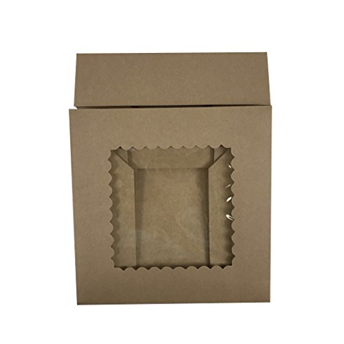 Black Cat Avenue 8" x 8" x 2 1/2" Kraft Window Glued 4 Corner Beers Cake Bakery Box 5 Count - Thumbnail 3
