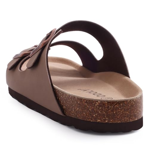 ODOLY Unisex Cork Footbed Slide Sandal, Arch Support Summer Outdoor Sandals with Adjustable Buckle for Women and Men