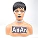 Yviann 100% Human Hair Wigs Short Straight Black wigs Pixie Cut Wigs for Black Women 1B Color.