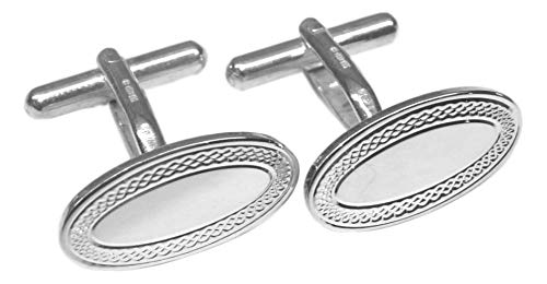 Merritt Robinson CATORS - Sterling Silver CUFFLINKS - Engine Turned Oval Design