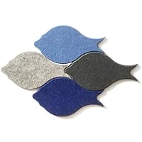 DQQ Fish 3D Bulletin Boards Felt Corkboard for Walls DIY,Home Office Classroom Decorations 4 Pack,Blue and Grey,12"x12"