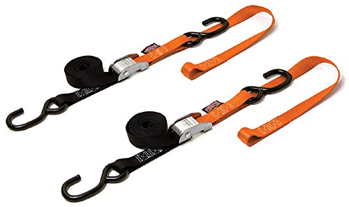 PowerTye 23629 Black/Orange 1" X 6ft Cam Buckle Soft-Tye Tie-Downs with Integrated Soft Hooks