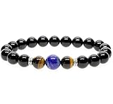 AmorWing Unisex Tiger Eye and Black Onyx Prayer Mala Bracelets