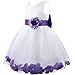 iiniim Girls Petals Tulle Princess Wedding Pageant Party Flower Girl Dress White Navy Blue 5