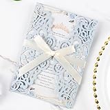 Maffily 50pcs Laser Cut Wedding Invitation Pockets