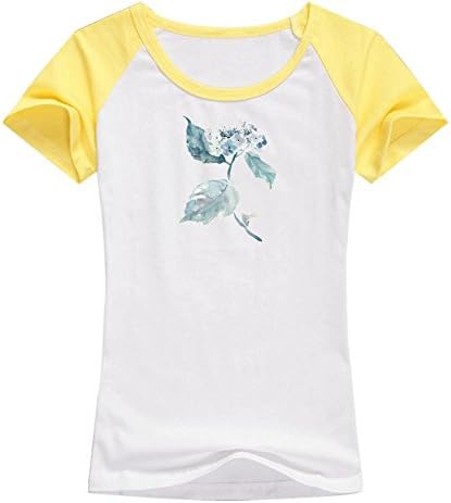 Women's Short Sleeve Look at the most beautiful scenery in summer Printed T Shirts L Yellow