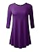 AMORE ALLFY Women's 3/4 Sleeve Round Neck Flare Hem Tunic Purple XXX-Large