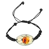 Glow In The Dark Lucite Oval Twisted Band Bracelet w/ Genuine Flower Bug