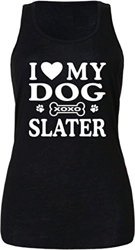 Womans Ladies Funny Tank Top I LOVE (HEART) MY DOG SLATER 2X