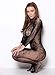 Curbigals Sexy Gorgeous Floral Lingerie Plus Size Crotchless Sleeved Bodystocking Bodysuit (Black, XXXXL|US 26-28W)