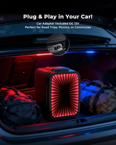 BEICHEN Mini Nevera, 4 L/6 latas, Silenciosa, 7 Modos de Luz RGB, 2 en 1 de Refrigeración y Conservación de Calor para Bebidas y Cuidado de La Piel, Mini Nevera para Gaming, Oficina, Coche (Negro)