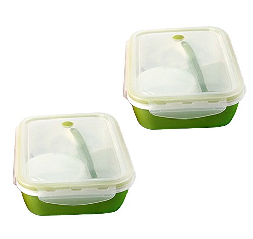 Vinmax Bento Lunch Box Rectangulaire 4 Compartiments Anti-fuite pour Enfants et Adultes Boîte Alimentaire Passe au Micro-ondes - Vert